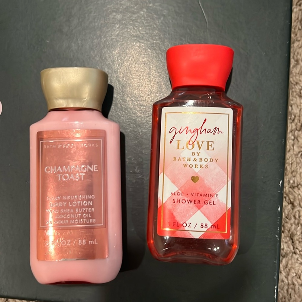 Body wash and body lotion travel size